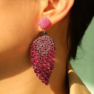 Pink Angel Wings Crystal Earrings